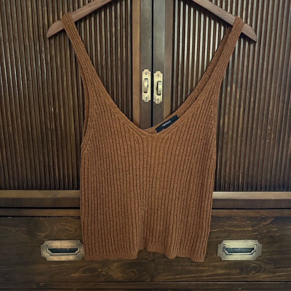 Forever 21 Burnt Orange Ribbed Knit Tank Top
